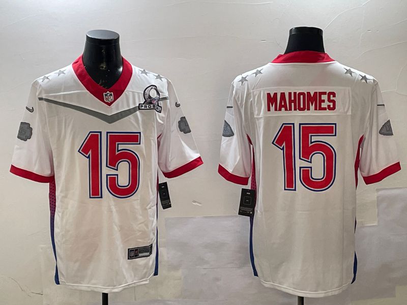 Men Kansas City Chiefs #15 Mahomes White All star 2025 Nike Vapor Limited NFL Jersey style 1